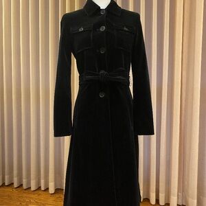 Theory Black Velvet Long Coat